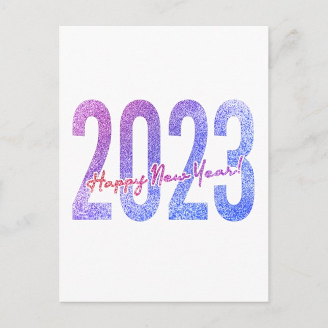 Colorful Glitter Happy New Year 2023 Postcard (Front)