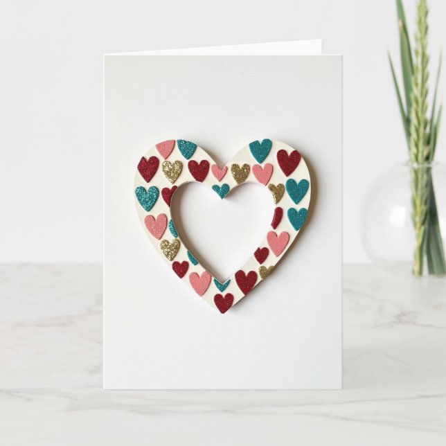Colorful Glitter Heart Card (Front)