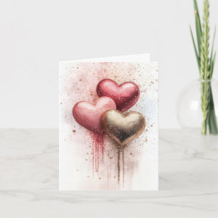 Colorful Glitter Hearts Valentine's Greeting Card