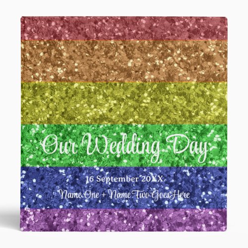 Colorful Glitter LGBTQ Wedding Photo Album Recipes 3 Ring Binder