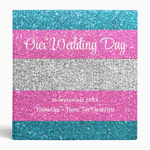 Colorful Glitter LGBTQ Wedding Photo Album Recipes 3 Ring Binder