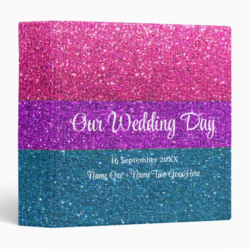 Colorful Glitter LGBTQ Wedding Photo Album Recipes 3 Ring Binder