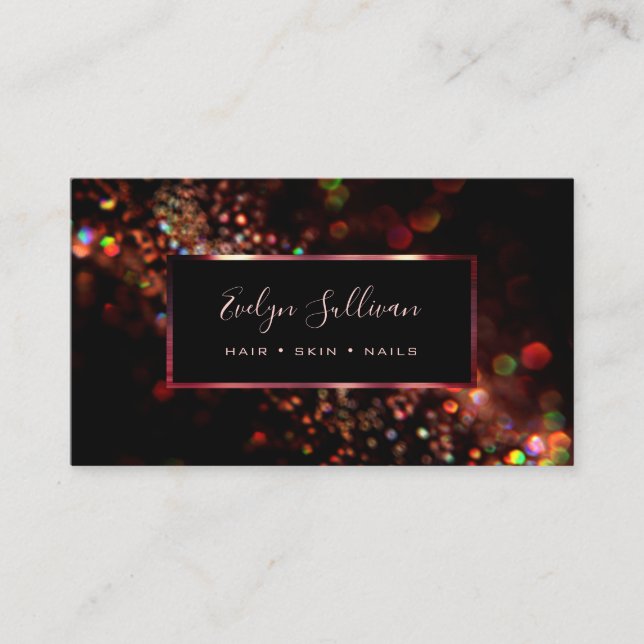 Colorful glitter lights business card (Front)