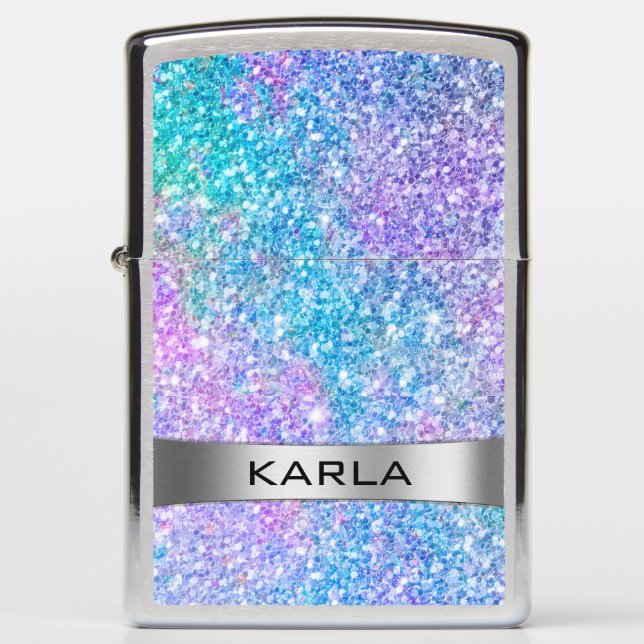 Colorful Glitter Monogram Zippo Lighter (Front)