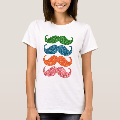 Colorful Glitter Mustache 3 T_Shirt