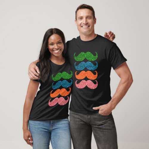 Colorful Glitter Mustache T_Shirt