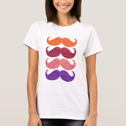 Colorful Glitter Mustache T_Shirt