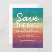 Colorful Glitter Party Reunion Save the Date Announcement Postcard (Front/Back)