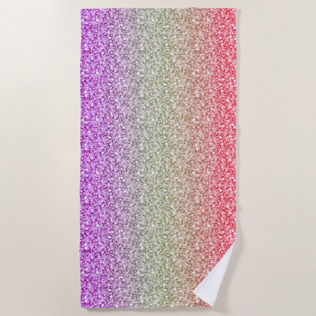 Colorful Glitter Pattern Beach Towel (Front)
