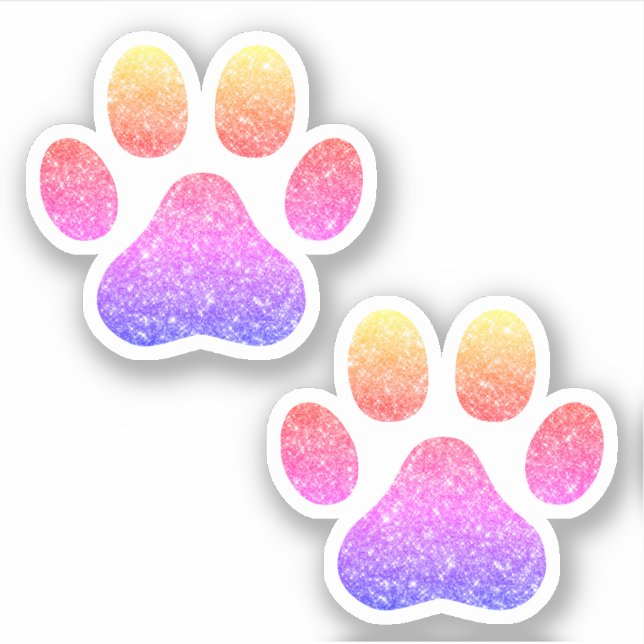 Colorful Glitter Paw Prints Pet Lover Sticker (Front)