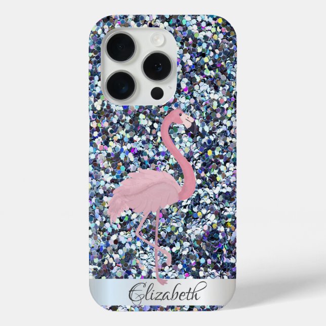 Colorful Glitter Pink Flamingos Case-Mate iPhone Case (Back)