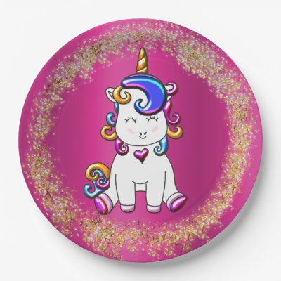 Colorful Glitter Pink Unicorn Birthday