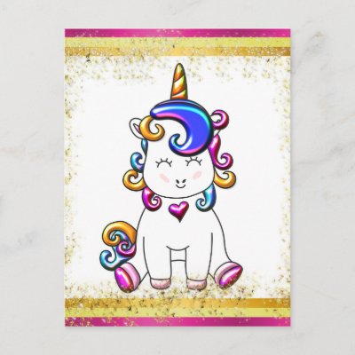 Colorful Glitter Pink Unicorn