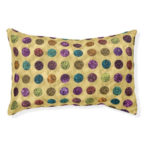 Colorful Glitter Polka Dots Gold Pet Bed