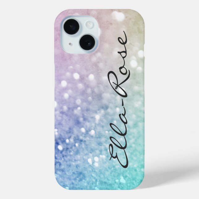 Colorful Glitter Pretty Bokeh Monogrammed Case-Mate iPhone Case (Back)