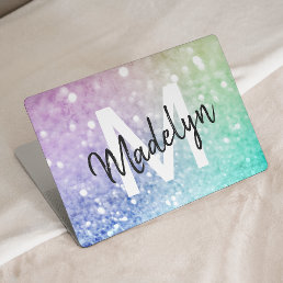 Colorful Glitter Pretty Bokeh Monogrammed HP Laptop Skin