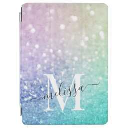 Colorful Glitter Pretty Bokeh Monogrammed iPad Air Cover