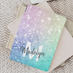 Colorful Glitter Pretty Bokeh Monogrammed iPad Mini Cover