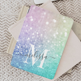 Colorful Glitter Pretty Bokeh Monogrammed iPad Mini Cover