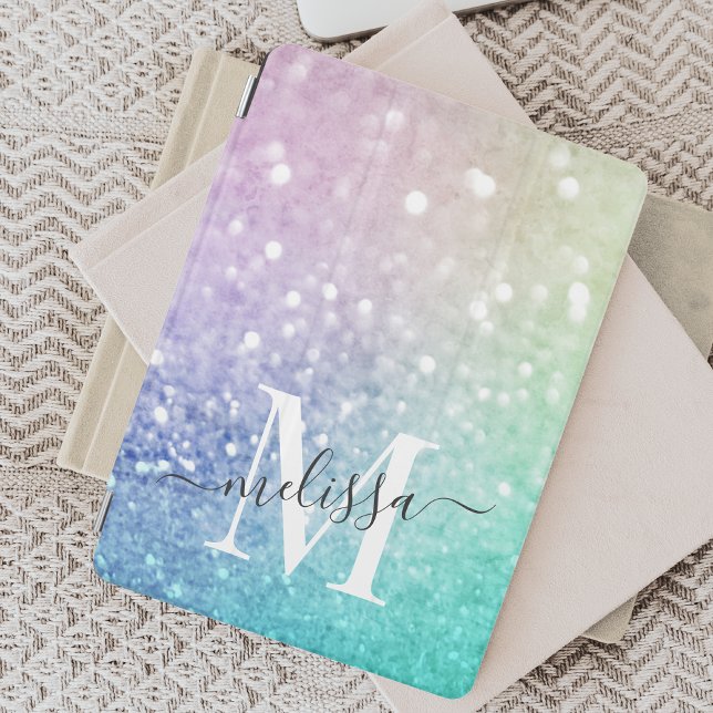 Colorful Glitter Pretty Bokeh Monogrammed iPad Mini Cover (Creator Uploaded)