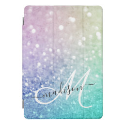 Colorful Glitter Pretty Bokeh Monogrammed iPad Pro Cover