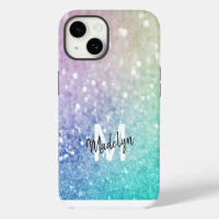 Colorful Glitter Pretty Bokeh Monogrammed