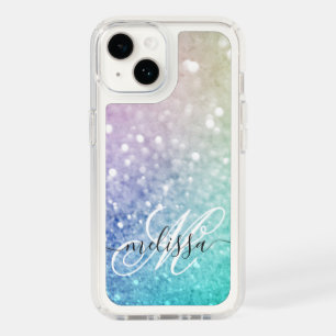 Colorful Glitter Pretty Bokeh Monogrammed Speck iPhone 14 Case