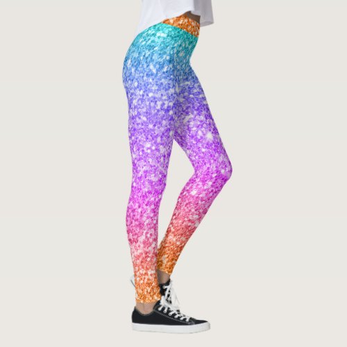 Colorful Glitter Print Gradient Leggings