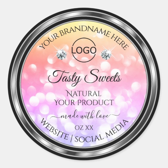 Colorful Glitter Product Labels Diamonds with Logo (Front)
