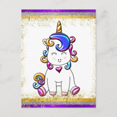 Colorful Glitter Purple Unicorn