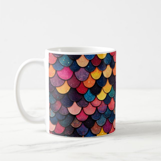 Colorful Glitter Scale Pattern Coffee Mug (Left)