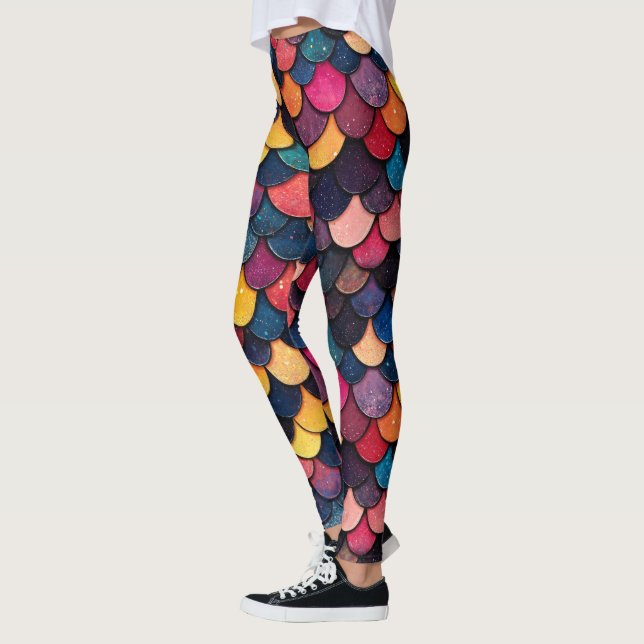 Colorful Glitter Scale Pattern Leggings (Left)