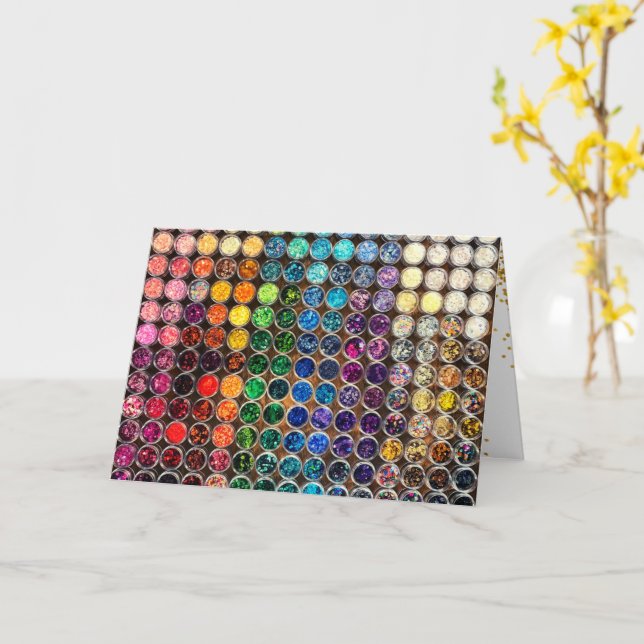 Colorful Glitter Sequin Happy Birthday Celebration Card (Yellow Flower)