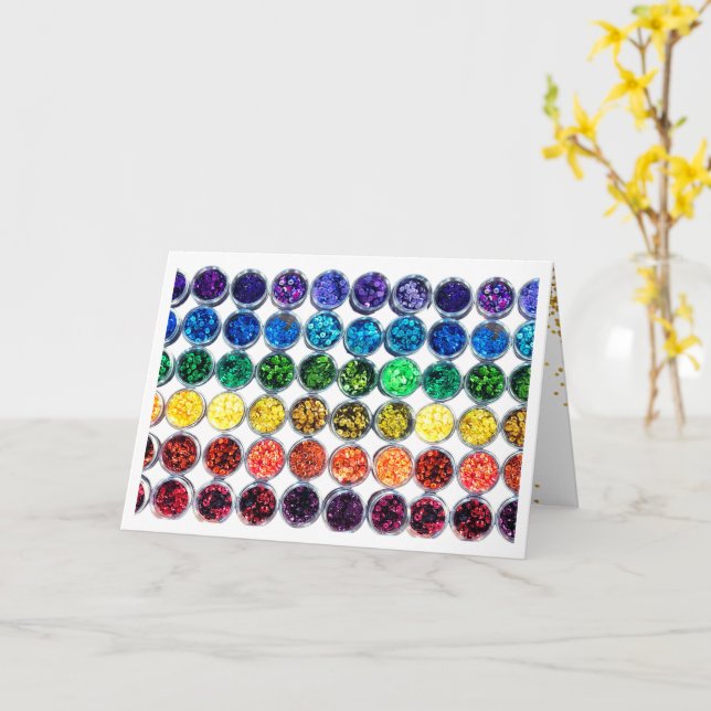 Colorful Glitter Sequin Happy Birthday Celebration Card (Yellow Flower)