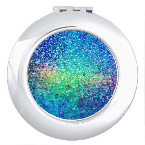 Colorful Glitter  Sparkles Blue Overtones Makeup Mirror