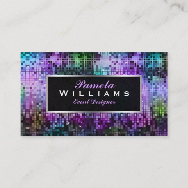 Colorful Glitter & Sparkles Silver Accents 2 Business Card (Front)