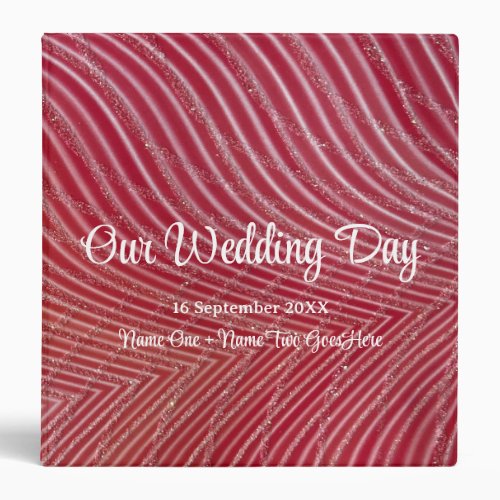 Colorful Glitter Stripe Wedding Photo Album Recipe 3 Ring Binder