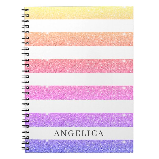 Colorful Glitter Stripes Notebook (Front)
