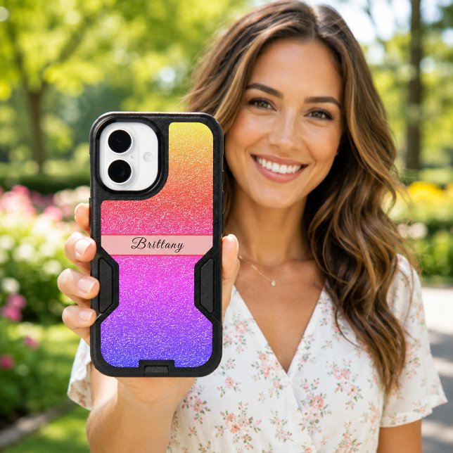 Colorful Glitter Sunset Abstract Name iPhone 17  Case (Colorful Glitter Sunset Abstract Name iPhone 17 Case)