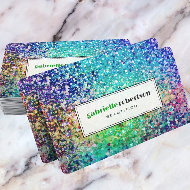 Colorful glitter texture image, custom text business card (Creator Uploaded)