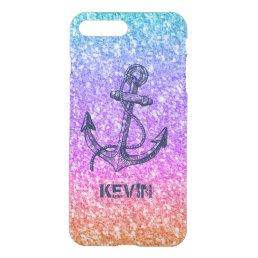 Colorful Glitter Texture Nautical Anchor iPhone 8 Plus/7 Plus Case