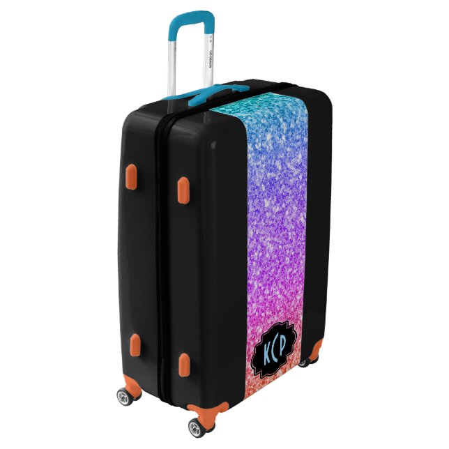 Colorful Glitter Texture With Monogram Luggage (Rotated Left)