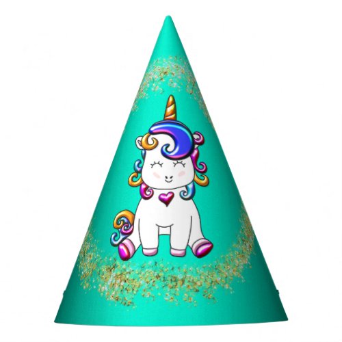 Colorful Glitter Unicorn Birthday Teal