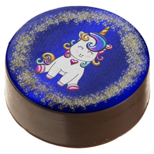 Colorful Glitter Unicorn Blue Chocolate Covered Oreo