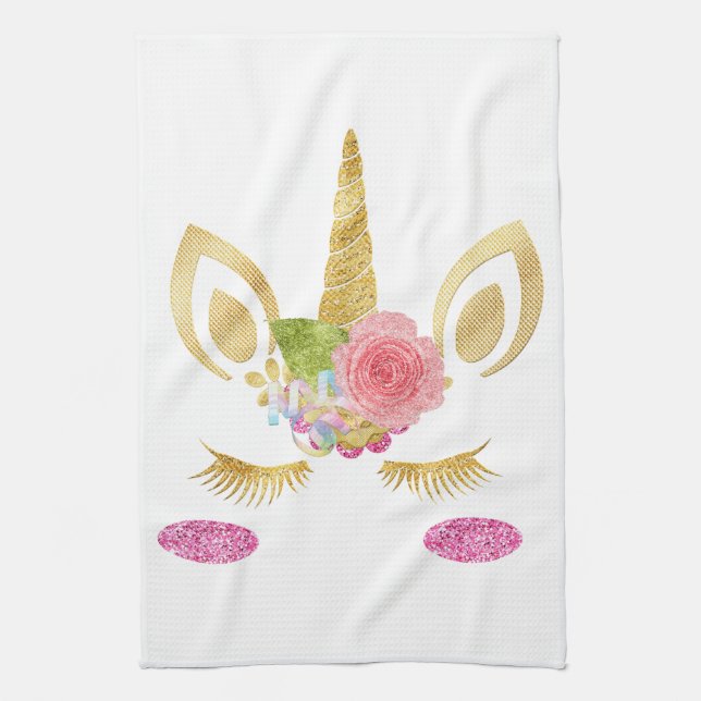 Colorful Glitter Unicorn Kitchen Towel (Vertical)