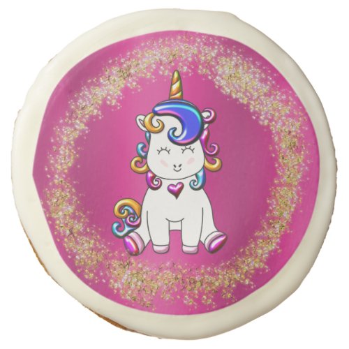 Colorful Glitter Unicorn Pink Sugar Cookie