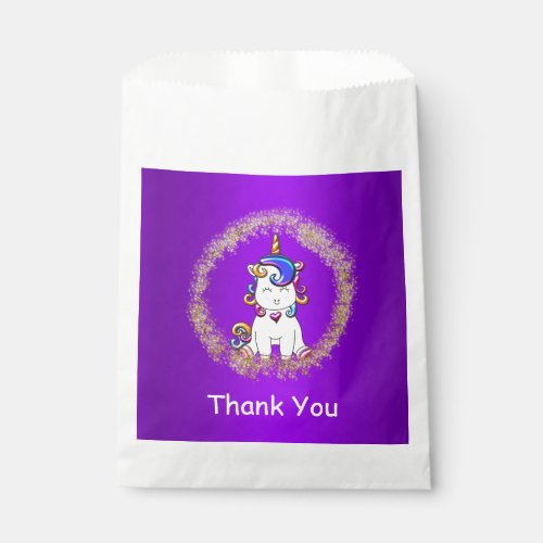 Colorful Glitter Unicorn Purple Birthday Favor Bag