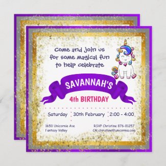 Colorful Glitter Unicorn Purple