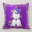 Colorful Glitter Unicorn Purple Throw Pillow