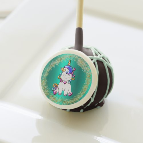 Colorful Glitter Unicorn Teal Cake Pops